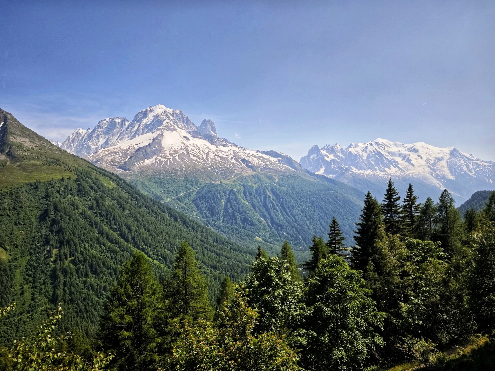 Panorama from the Grand Balcon Sud, Aiguille Verte and Mont Blanc